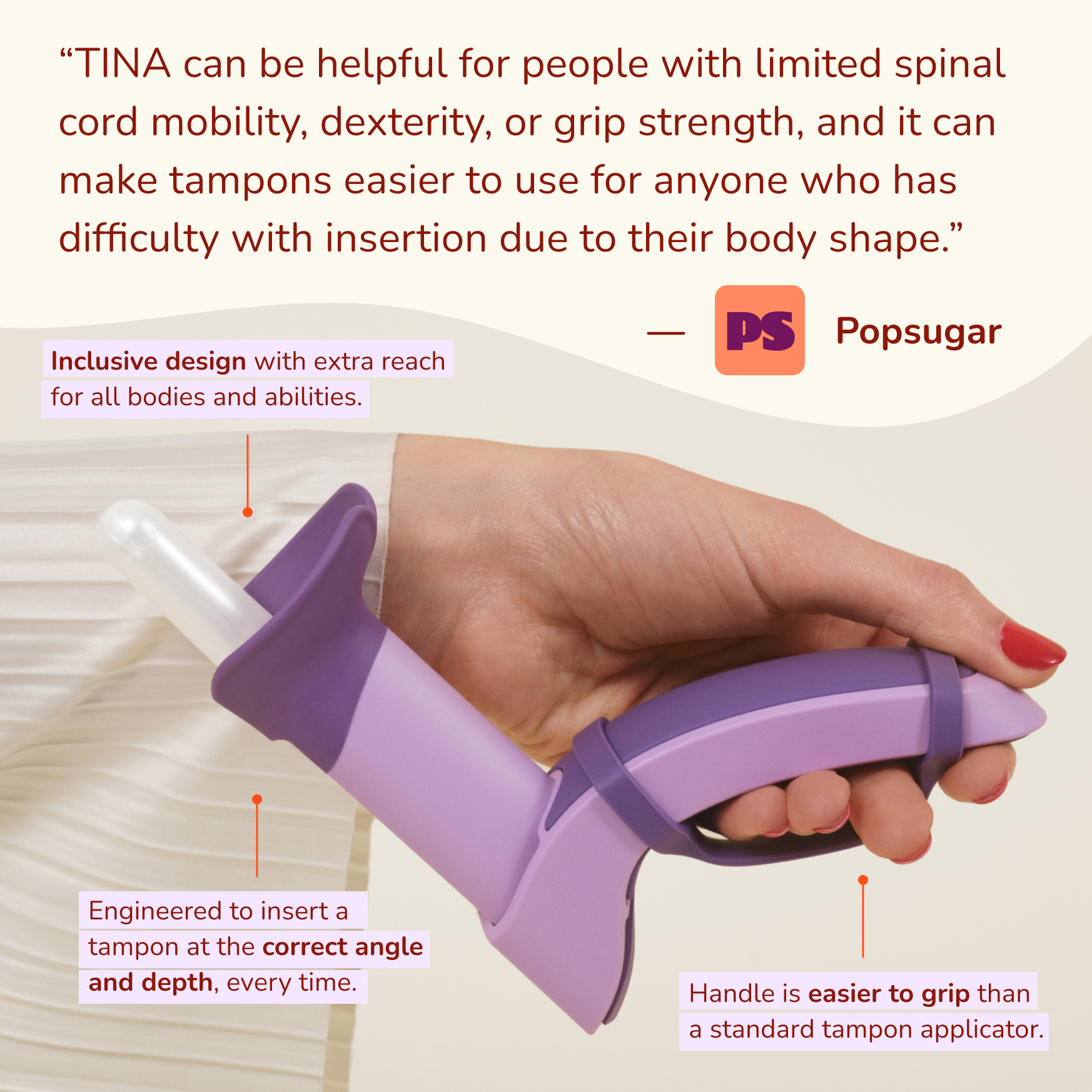 TINA Healthcare | Tampon Insertion Accessory